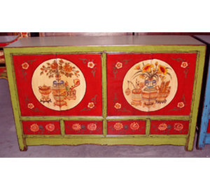 Chinese Old Mongolia Painted Cabinet Lwc317